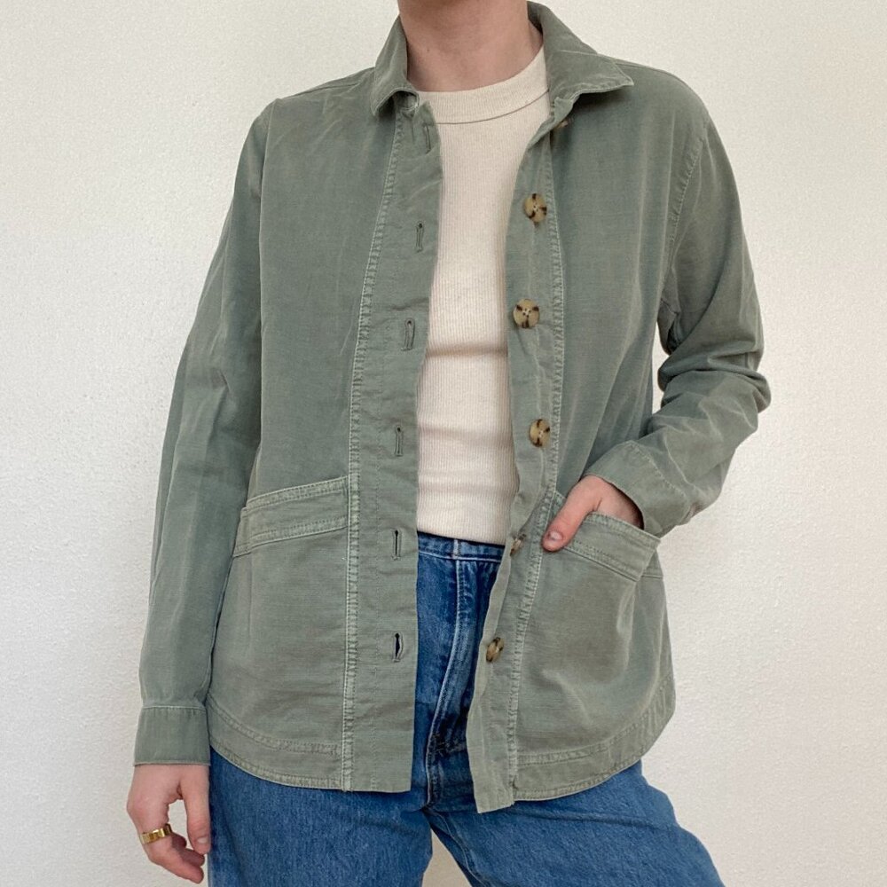 J. Jill Cotton Lyocell Sage Green Lightweight Shacket Oversized XSmall / Small